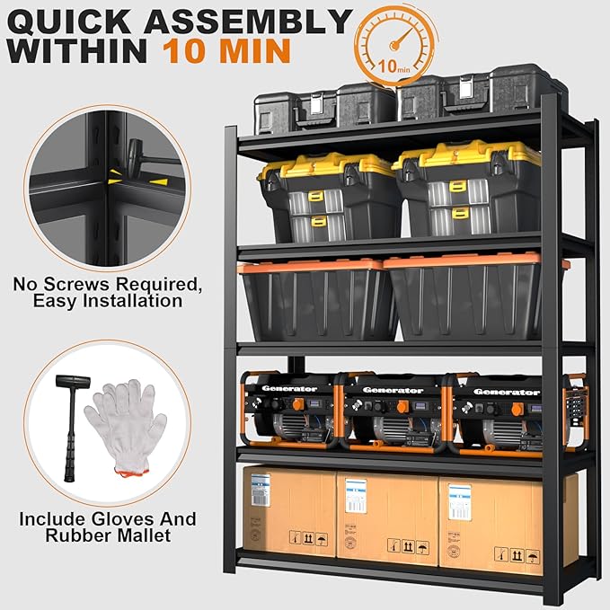 Heavy Duty Shelving, 5-Tier Metal Storage Shelves, Metal Shelves - Image 8