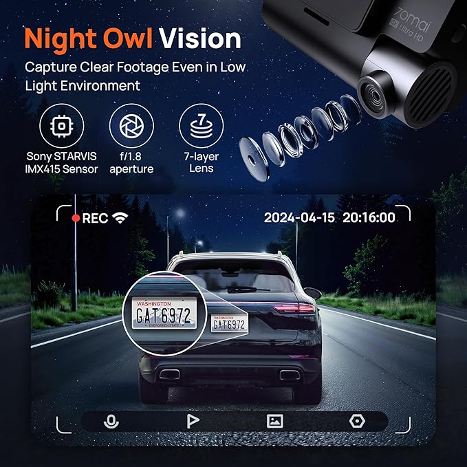 70mai 4K Dash Cam Front and Rear - Image 4