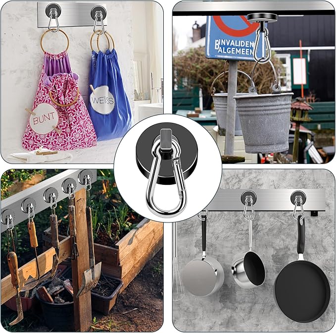 MIKEDE Strong Magnetic Hooks Heavy Duty, 200LBS+ Black Swivel Neodymium Magnets - Image 7