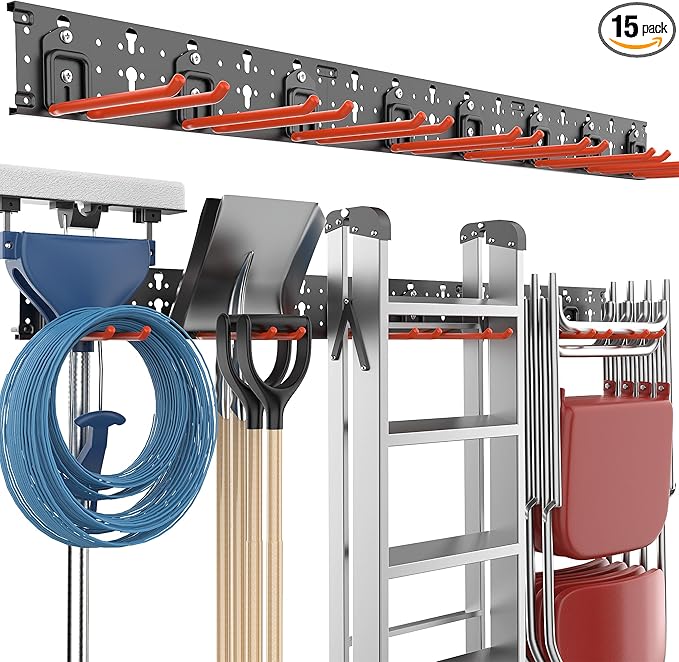 EVERHANGER Garage Tool Storage Organizer Wall Mount, Versatile Garden Tool Rack by EVERHANGER