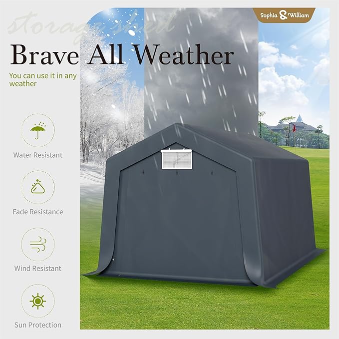 Sophia & William Carport Storage Shed 10x15 ft Portable, Heavy Duty Car Port - Image 5