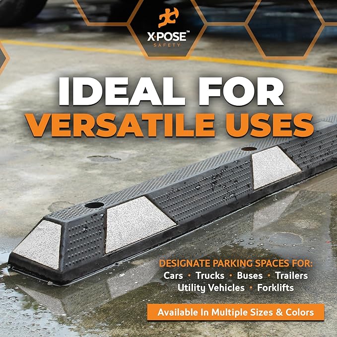 Xpose Safety 48" Heavy Duty Rubber Parking Stopper – 1 Pack Wheel Blocks - Image 6