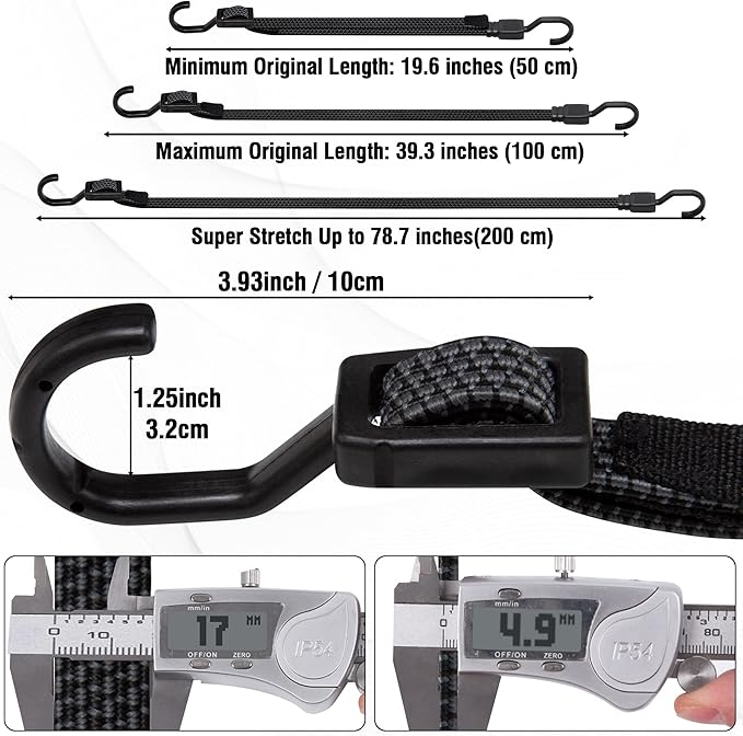 Bungee Cords with Hooks Heavy Duty, Flat Adjustable Bungee Cords with Hooks 40 - Image 3