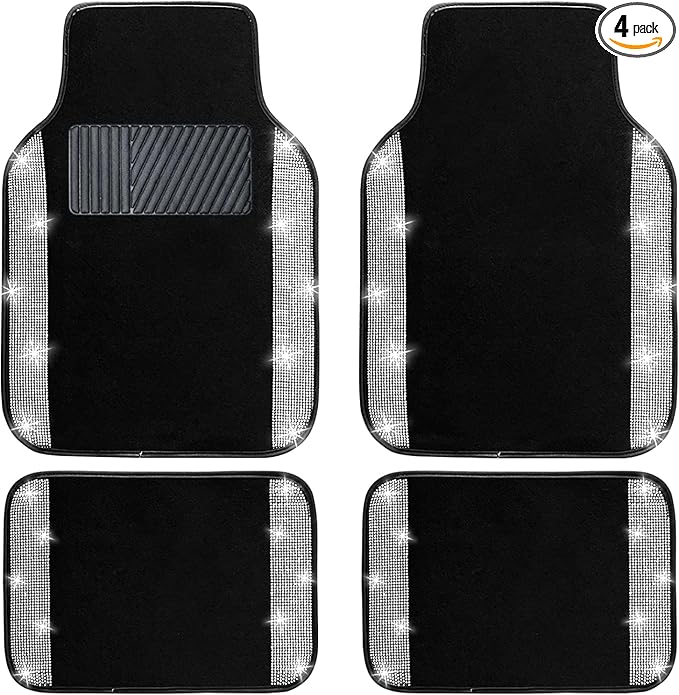 NBTEPEM Bling Car Floor Mats Full Set, Universal Fit Most Cars by NBTEPEM