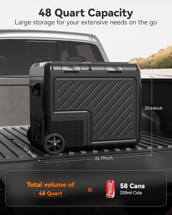 WOLFBOX 12V Car Refrigerator, 48 Quart Dual Zone Car Fridge, Portable Freezer - Image 2