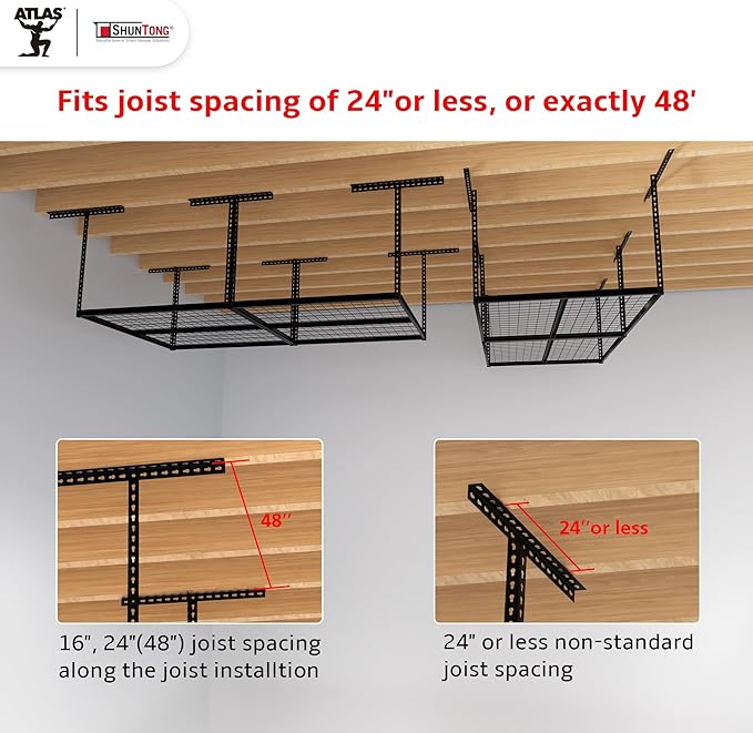 The Atlas Pro 4 x 8 ft Overhead Garage Storage Rack, Ultra Duty 1250lbs Weight - Image 4