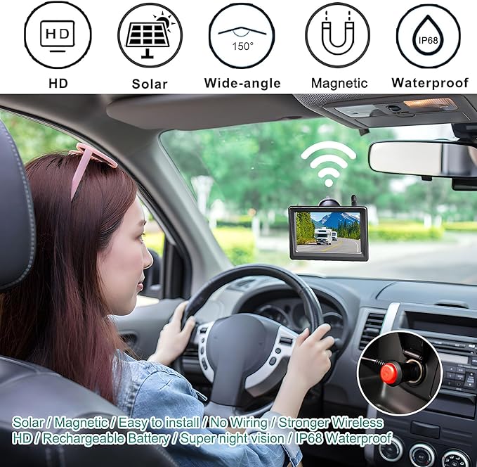 Wireless Backup Camera for Trucks & RVs, Solar - Image 7