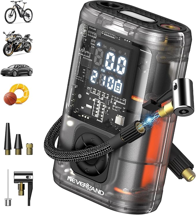 NEVERLAND Tire Inflator Portable Air Compressor - 12000mAh 150PSI Auto Air Pump by Professionalcoversellers