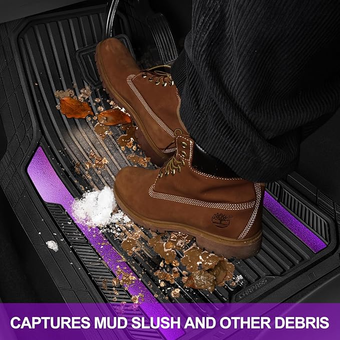 CAR PASS Heavy Duty Rubber Car Mats Metallic, Aluminum Film All Weather Floor - Image 7