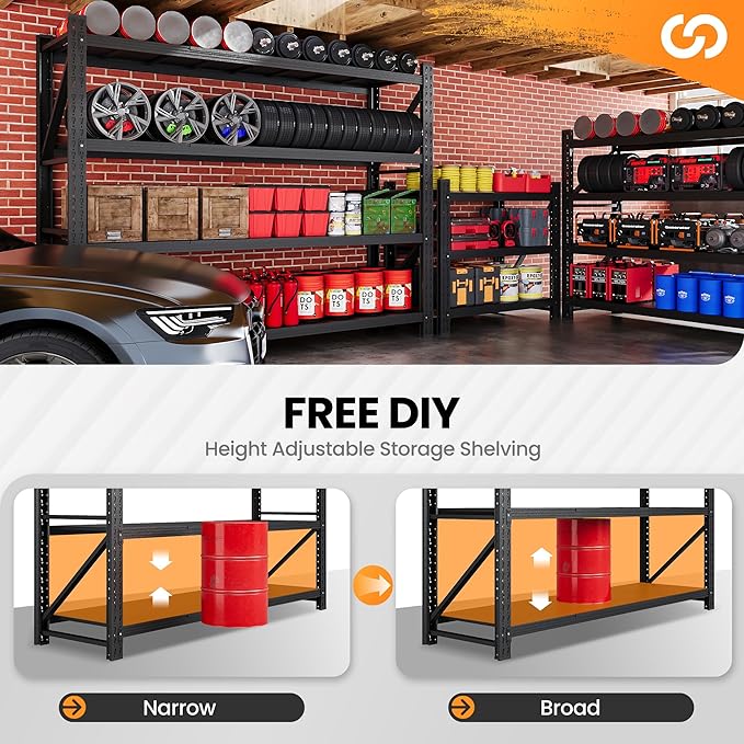 79” W Garage Shelving Heavy Duty, 7000LBS Metal Storage Shelves, 4 Tier Storage - Image 3