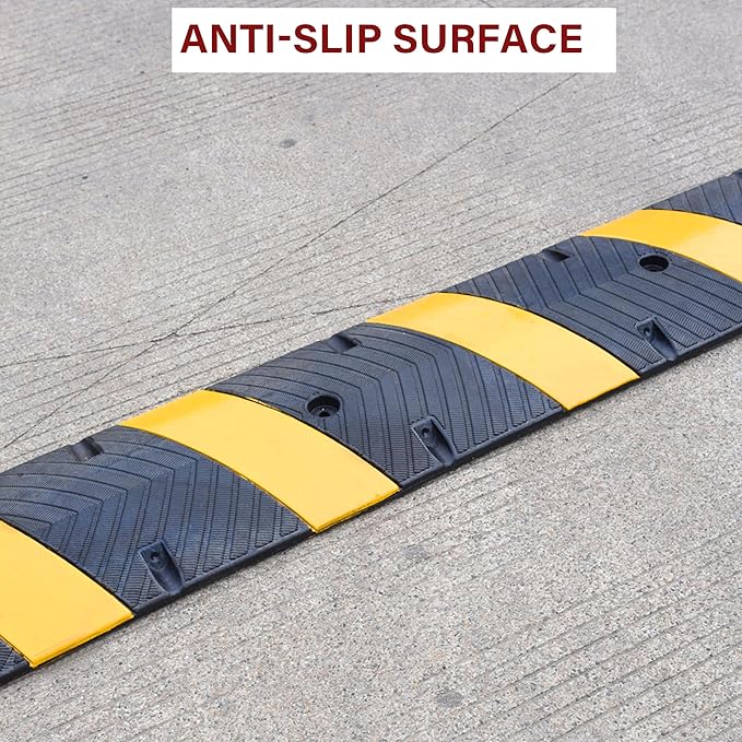 Orangestar 6Ft Rubber Speed Bump, 2 Channel Speed Hump w/4 Bolts - Image 3