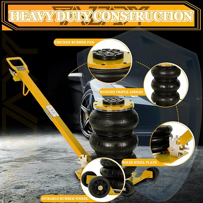 3T Triple Bag Air Jack 6600lbs Pneumatic Jack 3s Fast Lift Up 16in Airbag Jack - Image 5