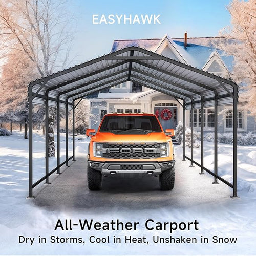 12x20 FT Metal Carport, Enhanced Base and Steel Roof - Image 2