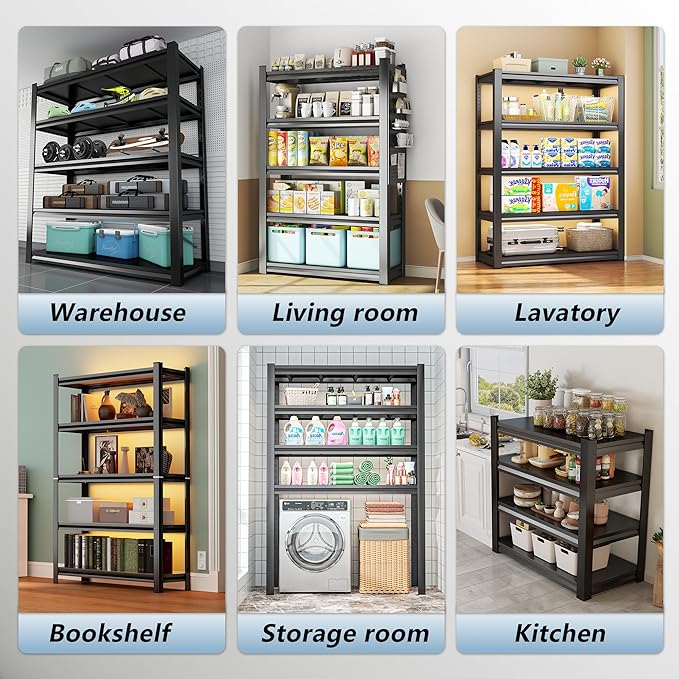 Metal Storage Rack Tier Height Free Adjustable Garage Tool Rack Load Capacity - Image 8