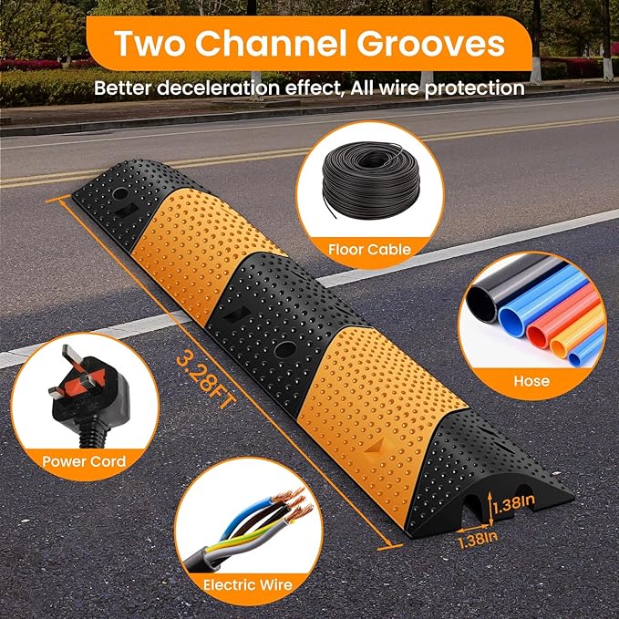 Rubber Speed Bumps for Road, 78.7'' Total Long, 66000 LBS Load Capacity - Image 3