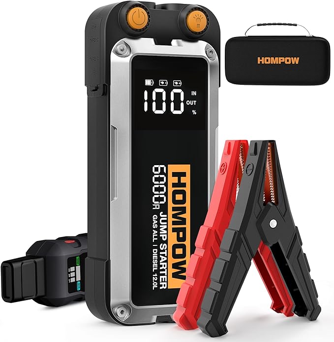 Jump Starter, 6000A Peak Portable 12V Car Battery Charger by HOMPOW