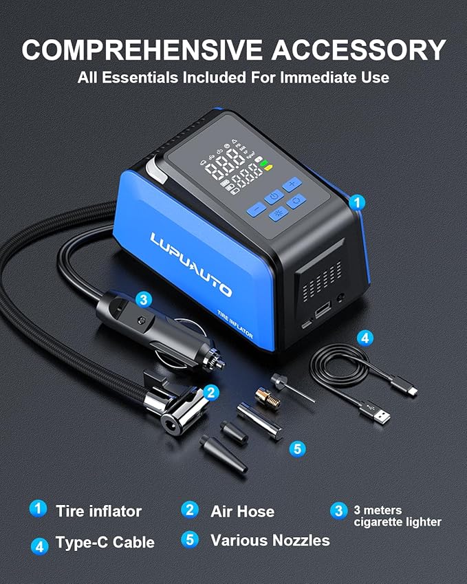 Tire Inflator Portable Air Compressor, 2X Faster Inflation, 150PSI Air Pump - Image 2