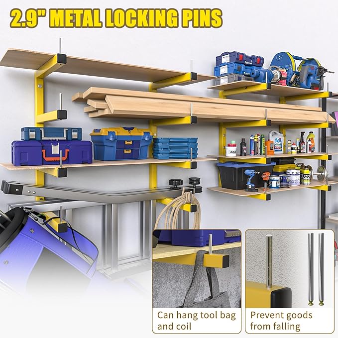 2-Pack Lumber Storage Rack, Wood Storage Racks Wall Mount, Heavy Duty Garage - Image 5