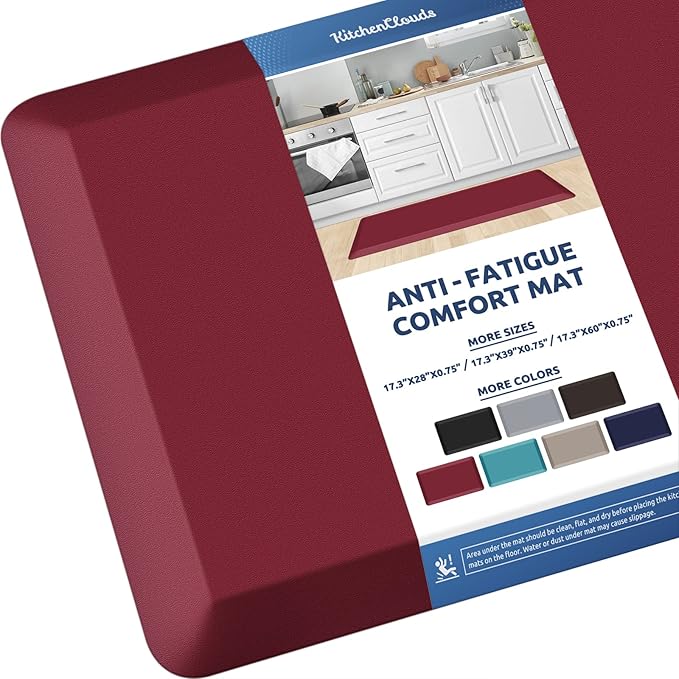 KitchenClouds Kitchen Mat Cushioned Anti Fatigue Kitchen Rug 0.8inch Waterproof by KitchenClouds