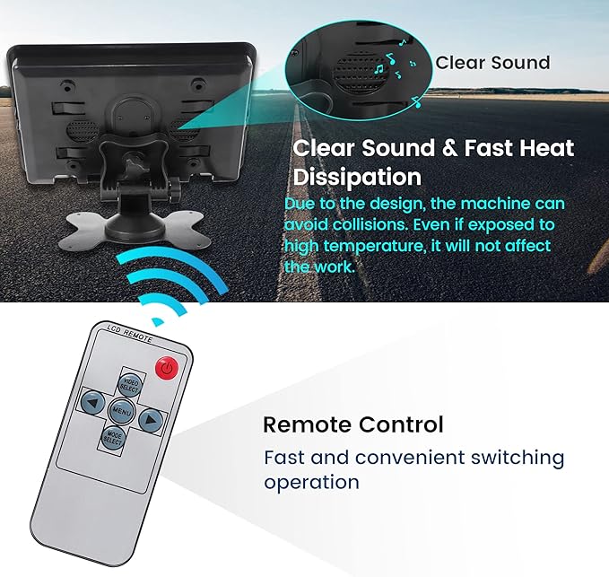 Anina 7 Inch Monitor Quad Split HD Screen 4 Channels RCA Video Inputs - Image 3