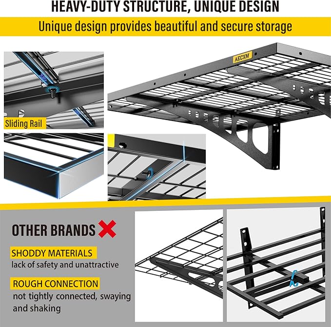 2x3ft 4Pack Wire Shelving Unit Heavy Duty Garage Storage Shelves Wall Mounted - Image 4