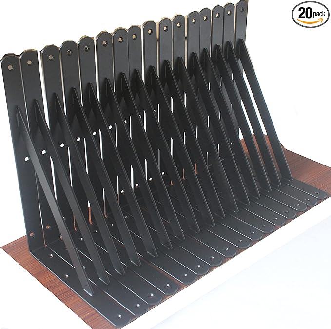 20 Pack L12 x H 8" Black Heavy Duty Shelf Brackets by MHMYDZ
