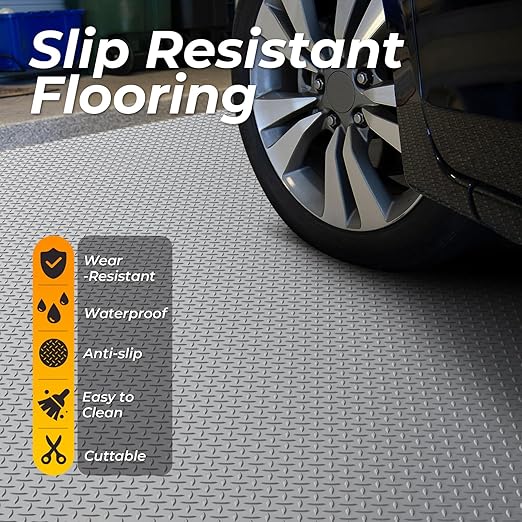 7.8 x 20 FT Garage Floor Mat, 2.8mm Thickness Diamond Plate Vinyl Garage - Image 6