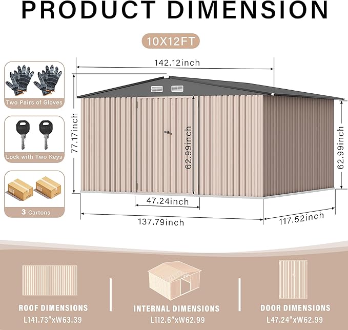 10x12 FT Metal Storage Sheds Outdoor, Metal ToolShed - Image 2