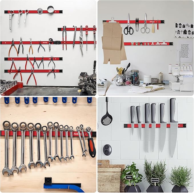 4 Pieces 12" Magnetic Tool Holder Strip, Metal Tool Organizer Rack - Image 6