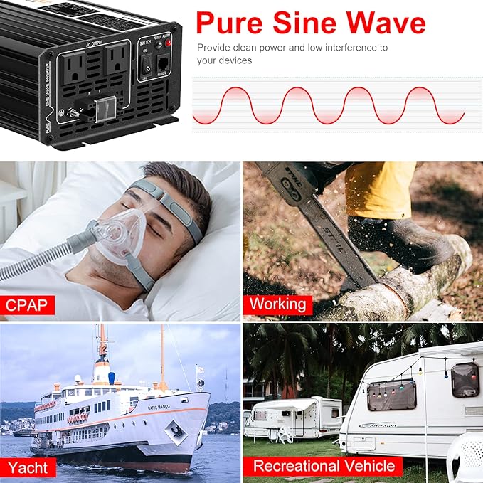Xijia Pure sine Wave Inverter 2000w Power Inverter dc 12v to 110v 120V ac rv - Image 11