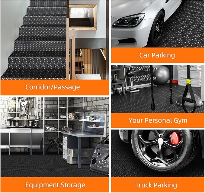 Nisorpa 16'5'' x 3'4'' Diamond Plate Flooring Roll, Rubber Garage Floor Mat - Image 5