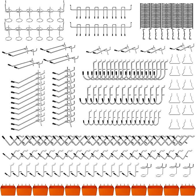 C&T 278 Piece Pegboard Hooks Assortment Kit, Pegboard Accessories Organizer Set by CT