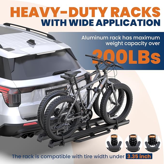 Aluminum 2 EBikes Foldable 2'' Hitch Mounted Carrier Racks w/Ramps Over 200lbs - Image 2