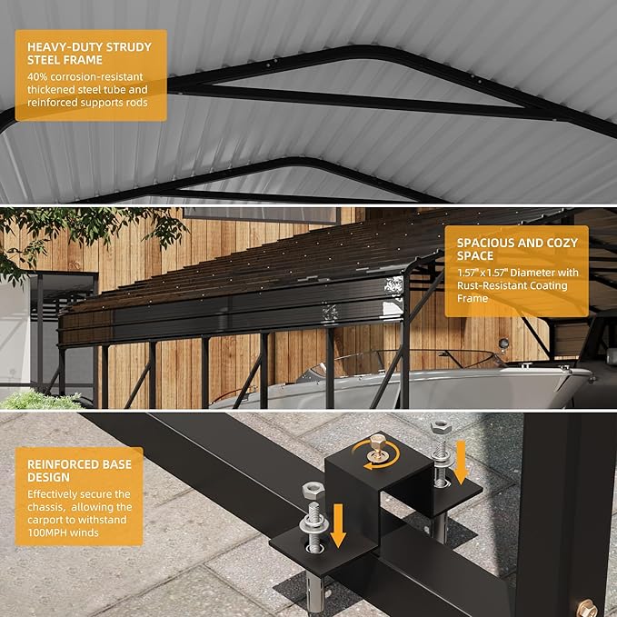 20' x 30' Heavy Duty Metal Carport - Image 3