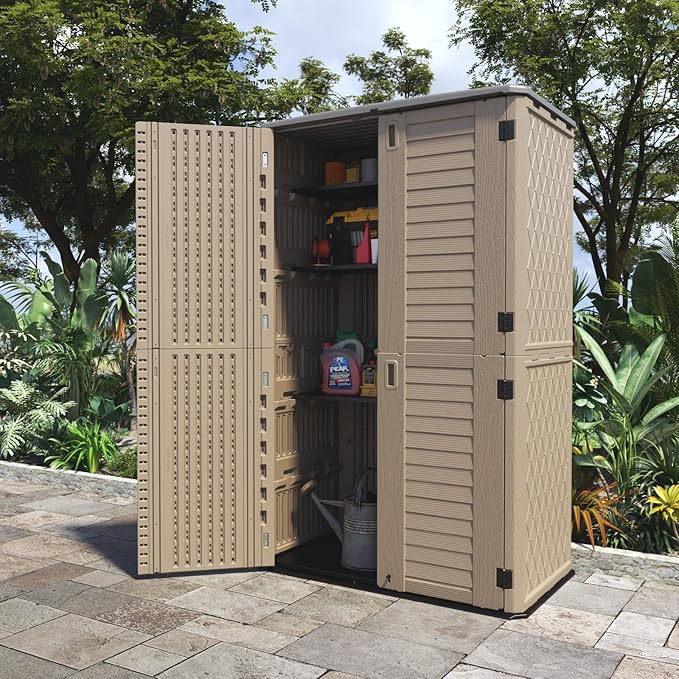 ADDOK Outdoor Storage Sheds Waterproof, Resin Outdoor Storage Cabinet Lockable - Image 6
