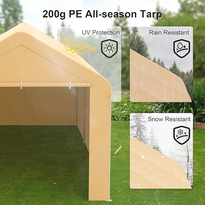 Morngardo Carport 10'x20' Heavy Duty Car Canopy Portable Garage - Image 3