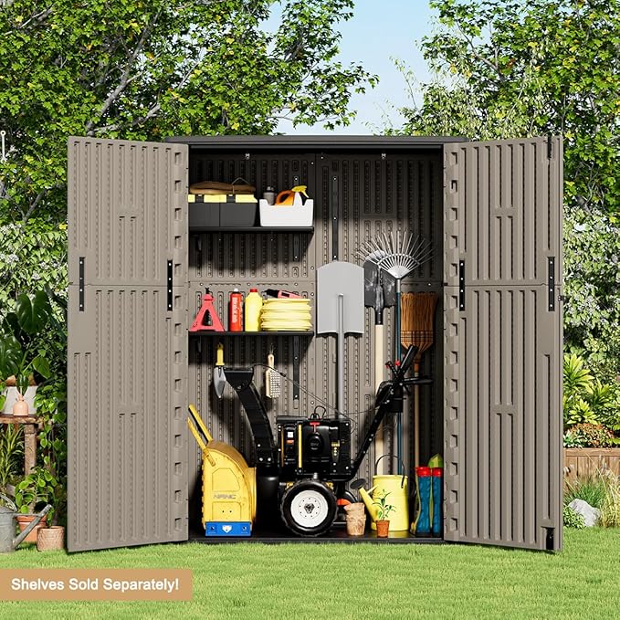 KINYING Outdoor Storage Cabinet Waterproof, 57 Cu.ft Resin Vertical Outdoor - Image 5