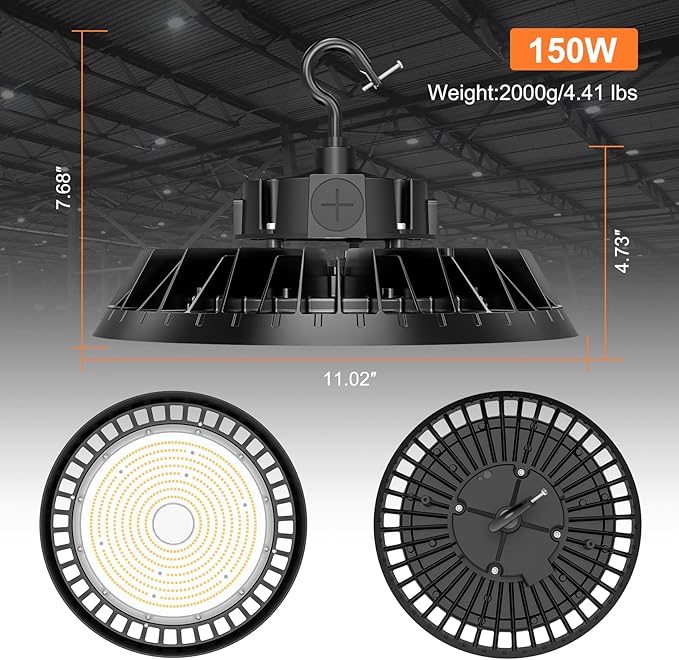 12Pack LED High Bay Lights, 150W UFO High Bay LED Shop Lights, 22500LM - Image 4