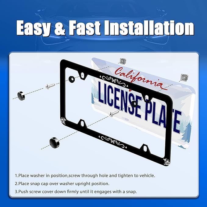 Butterfly Hibiscus License Plate Frame License Plate Stainless Steel Parts - Image 3