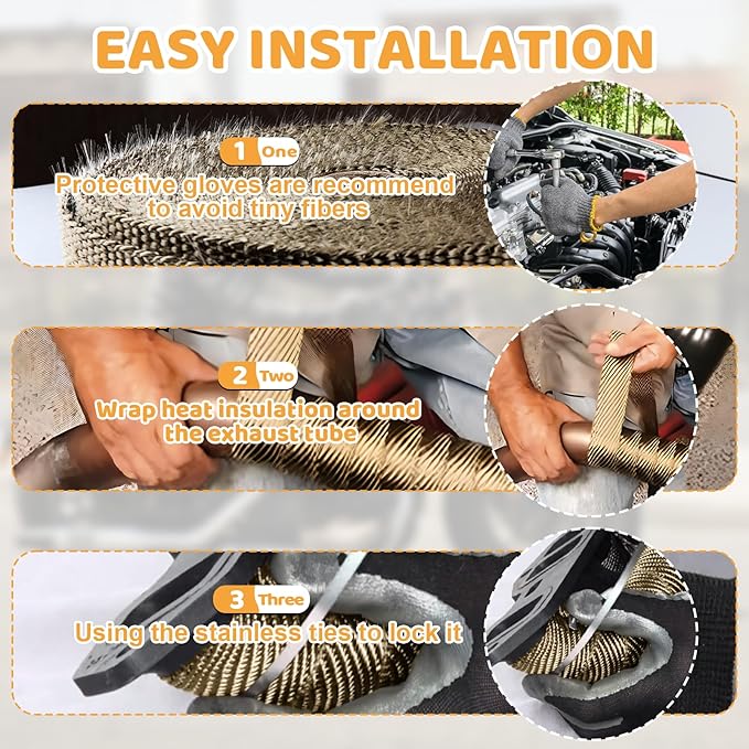 Exhaust Heat Wrap, Tooomplus 2'' x 16' Fiberglass Heat Shield Tape, Heat Wrap - Image 3