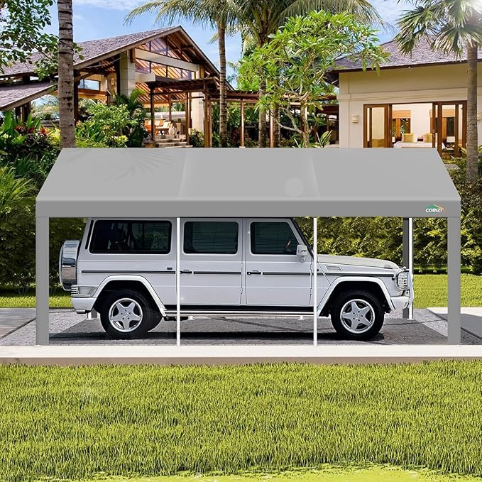 COBIZI Carport 10x20ft Heavy Duty Portable Garage, 2.0 Powder Coated Frame - Image 5