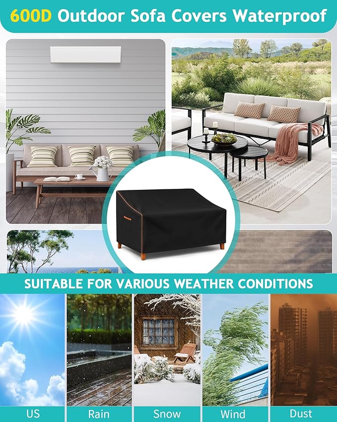 Outdoor Sofa Cover, Waterproof Patio Furniture Cover 90W x 42D x 33H inches - Image 7