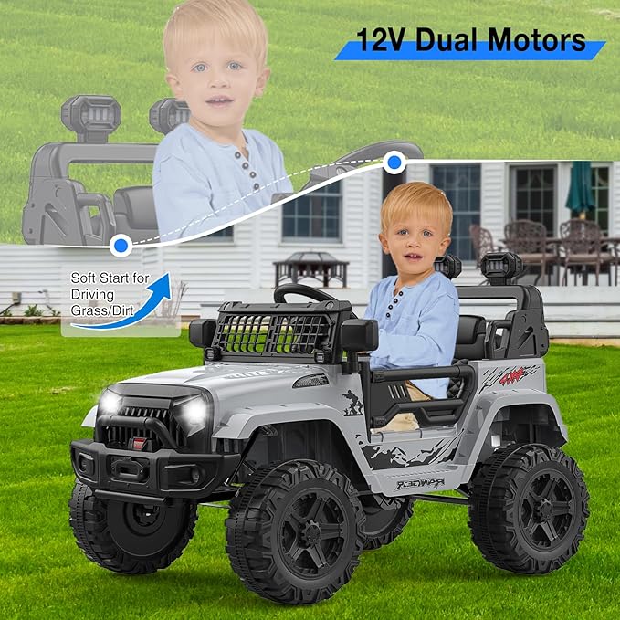 12V Kids Electric Ride On Truck Car w/Parent Remote Control, Spring Suspension - Image 4