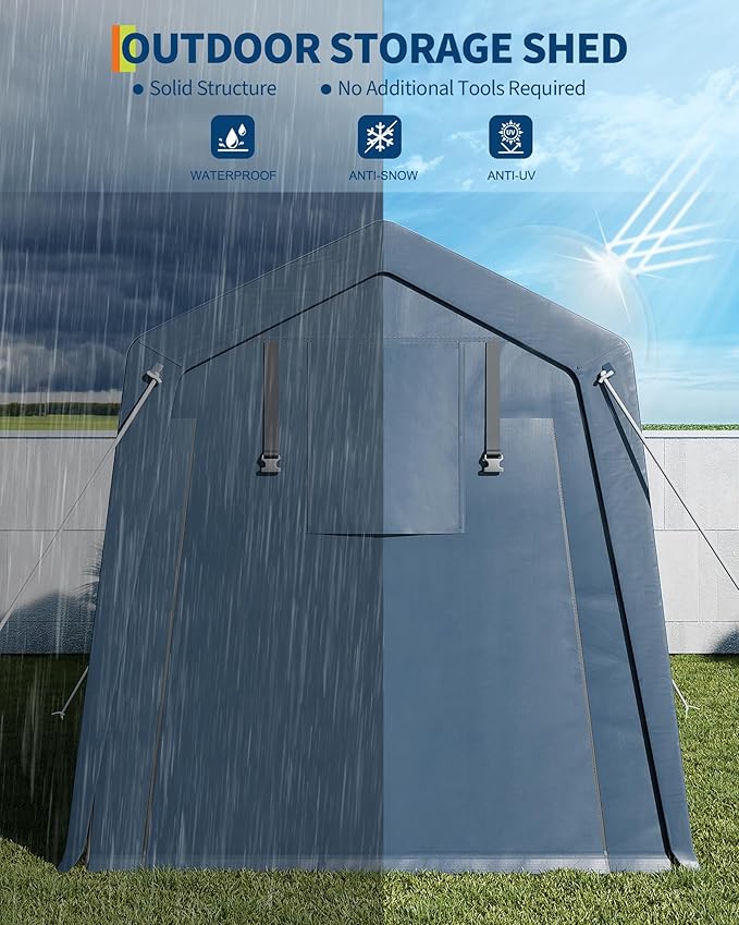 10x15FT Outdoor Storage Shed, Portable Carport - Image 5