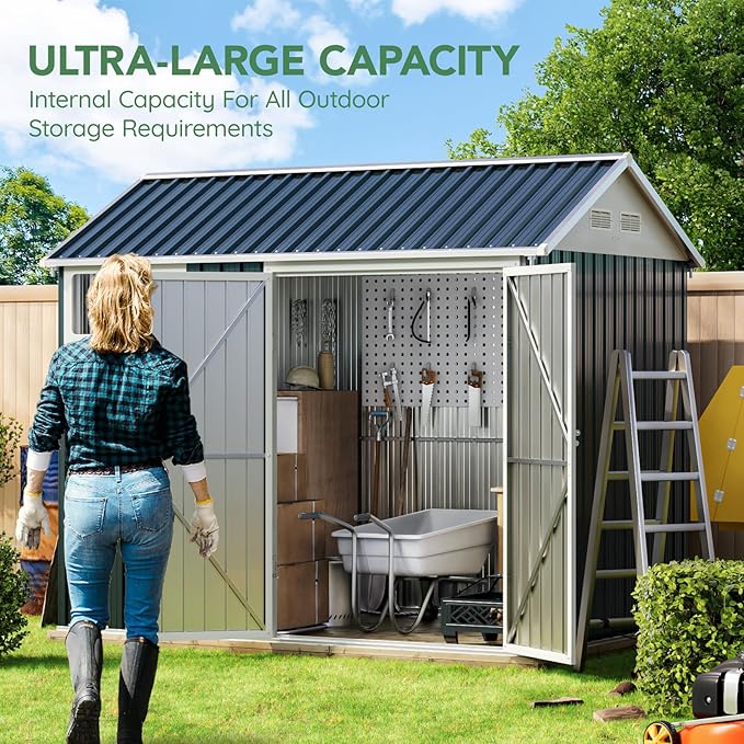 8X6FT Outdoor Steel Storage Shed - Image 4