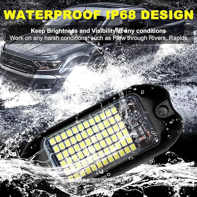 Nicoko 8 Pods 6000K pure White Rock lights Aluminum 9-30V Underglow Lights IP68 - Image 6