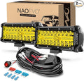 NAOEVO 7 Inch Yellow LED Light Bar, 240W 24, 000LM Offroad Fog/Driving Lights by NAOEVO