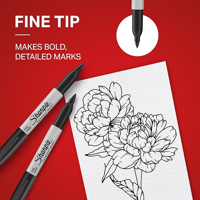 Sharpie Permanent Markers, Fine Tip, & Home, Quick Drying, Fade Resistant - Image 7