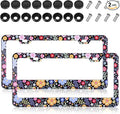 Flower License Plate Frame 2 Pcs Personalized Colorful Floral License Plate by Yolev