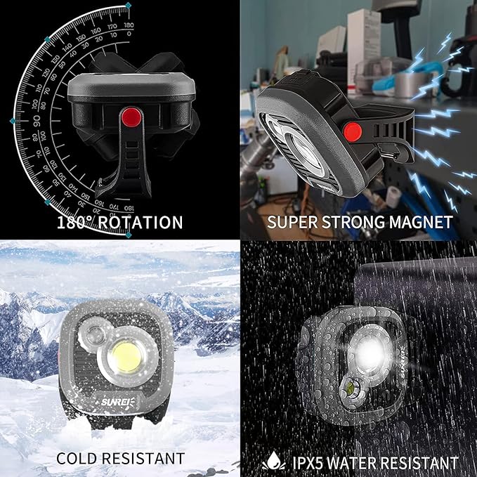 LED Rechargeable Magnetic Work Light SUNREI Mechanic Light Power Bank 180° - Image 4